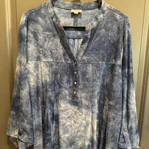 Avenue Women's 18/20 Half Sleeve Blue Blouse